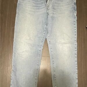 Stylish Gap Jeans Mens 32x32 Blue Light Wash Cotton Blend Stretch Slim Fit Denim